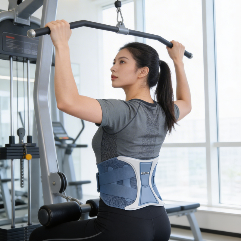 Ceinture Lombaire Pro Active pour stabiliser la colonne lombaire lors des étirements sur machine en salle de gym